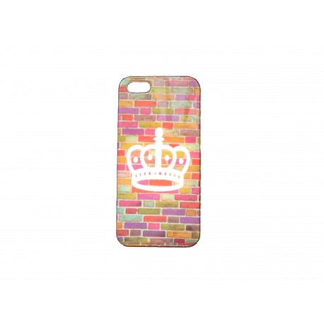 Coque pour Iphone 5 mur multicolore + film protection écran offert