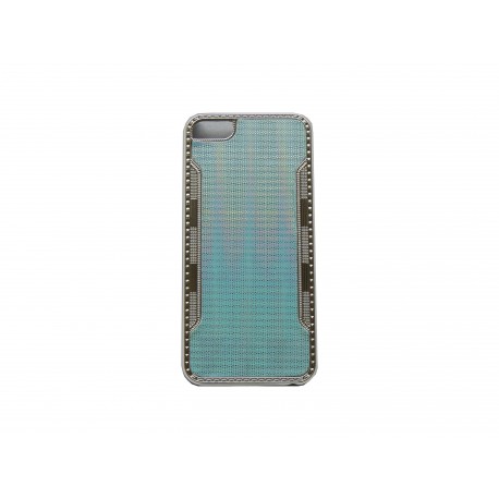 Coque pour Iphone 5 bleue contour métal + film protection écran offert