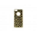 Coque pour Iphone 5 léopard velours contour strass diamants + film protection écran offert