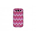 Coque pour Samsung I9300 Galaxy S3 rose rayée blanche + film protection écran offert