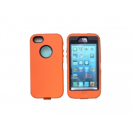 Coque pour Iphone 5 intégrale et incassable orange + film protection écran offert