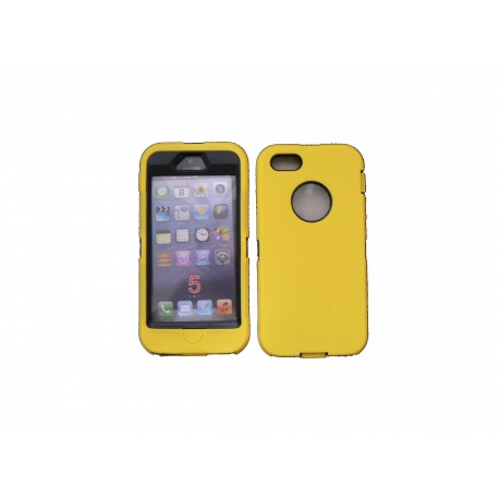 Coque pour Iphone 5 intégrale et incassable jaune + film protection écran offert