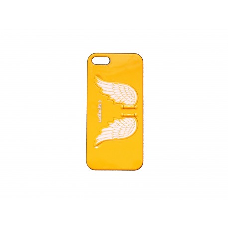 Coque pour Iphone 5 jaune avec des ailes d'ange + film protection écran