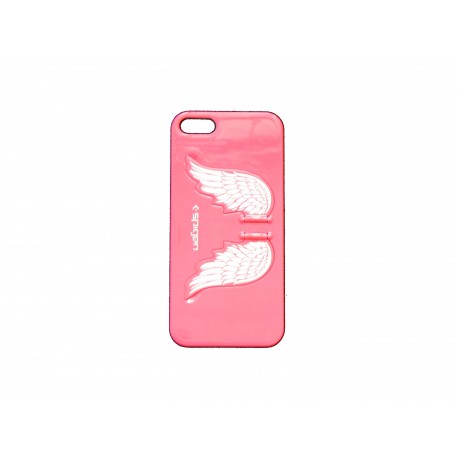 Coque pour Iphone 5 rose avec des ailes d'ange + film protection écran