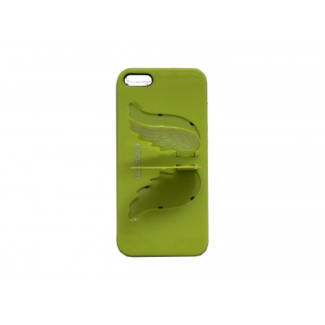 Coque pour Iphone 5 verte avec des ailes d'ange + film protection écran