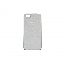 Coque pour Iphone 5 blanche simili-cuir aspect peau de serpent + film protection écran