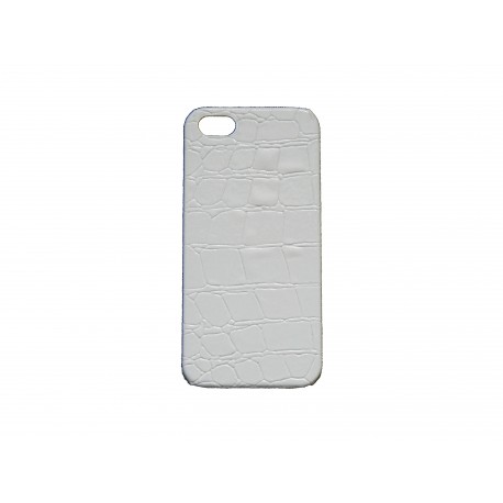 Coque pour Iphone 5 blanche simili-cuir aspect peau de serpent + film protection écran