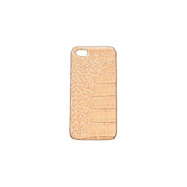 Coque pour Iphone 5 beige simili-cuir aspect peau de serpent + film protection écran