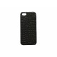 Coque pour Iphone 5 noire simili-cuir aspect peau de serpent + film protection écran