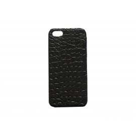 Coque pour Iphone 5 noire simili-cuir aspect peau de serpent + film protection écran