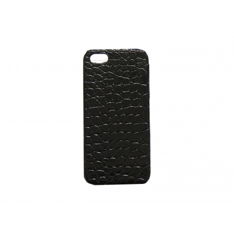 Coque pour Iphone 5 noire simili-cuir aspect peau de serpent + film protection écran