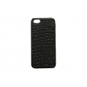 Coque pour Iphone 5 noire simili-cuir aspect peau de serpent + film protection écran