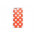 Coque pour Iphone 5 silicone semi-rigide rouge à pois blancs  + film protection écran offert