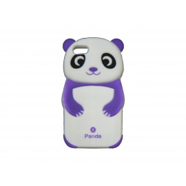 Coque pour Iphone 5 silicone panda blanc et violet + film protection écran offert