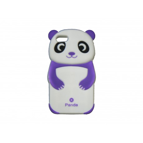 Coque pour Iphone 5 silicone panda blanc et violet + film protection écran offert