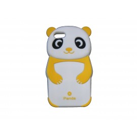 Coque pour Iphone 5 silicone panda blanc et jaune + film protection écran offert