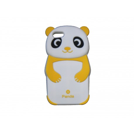 Coque pour Iphone 5 silicone panda blanc et jaune + film protection écran offert