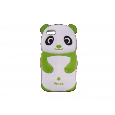 Coque pour Iphone 5 silicone panda blanc et vert + film protection écran offert