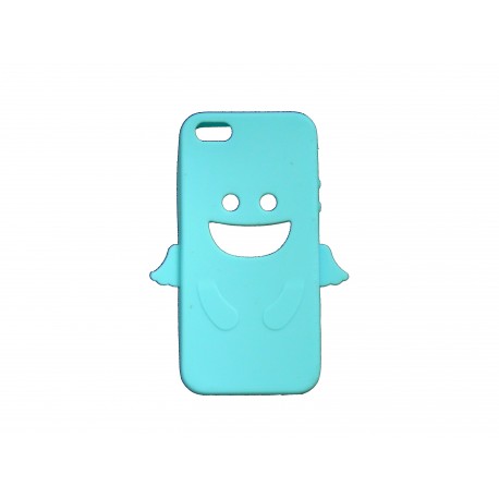 Coque pour Iphone 5 silicone ange bleu turquoise + film protection écran offert