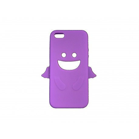 Coque pour Iphone 5 silicone ange violet + film protection écran offert