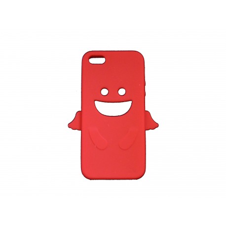 Coque pour Iphone 5 silicone ange rouge + film protection écran offert