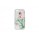 Coque pour Iphone 5 blanche fleurs rouges + film protection écran offert