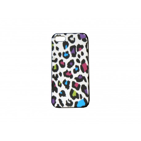 Coque pour Iphone 5 léopard multicolore + film protection écran offert