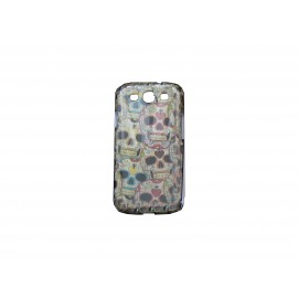 Coque pour Samsung I9300 Galaxy S3 tête de mort multicolore + film protection écran offert