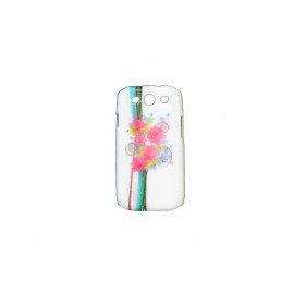 Coque pour Samsung I9300 Galaxy S3 fleurs roses effet gouttes d'eau + film protection écran offert