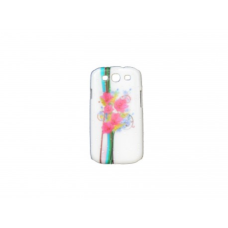 Coque pour Samsung I9300 Galaxy S3 fleurs roses effet gouttes d'eau + film protection écran offert