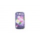 Coque pour Samsung I9300 Galaxy S3 violette fleurs blanches effet gouttes d'eau + film protection écran offert