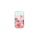 Coque pour Samsung I9300 Galaxy S3 blanche fleurs roses effet gouttes d'eau + film protection écran offert