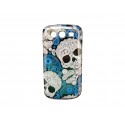 Coque pour Samsung I9300 Galaxy S3 tête de mort cachemire bleu + film protection écran offert