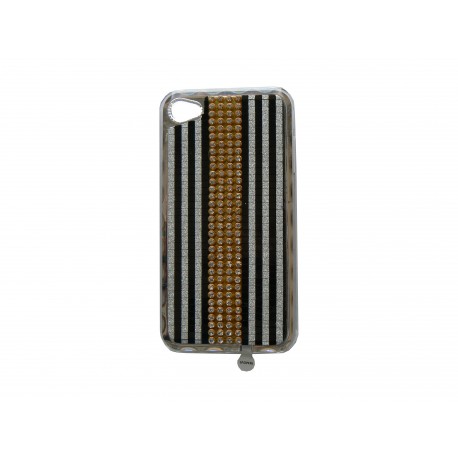 Coque pour Iphone 4S Strass diamants et argent éclairage clignotant version 1+ film protection écran