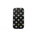 Coque Samsung I9300 Galaxy S3 noire pois blancs roses + film protection écran offert