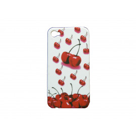 Coque pour Iphone 4 blanche cerise + film protection écran offert