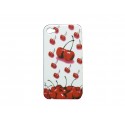 Coque pour Iphone 4 blanche cerise + film protection écran offert