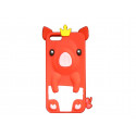 Coque pour Iphone 5 silicone cochon rouge + film protection écran offert