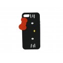 Coque silicone pour Iphone 5 chat noir nud de papillon rouge  + film protection écran offert