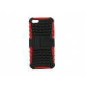 Coque silicone pour Iphone 5 semi-rigide rouge support TV + film protection écran offert