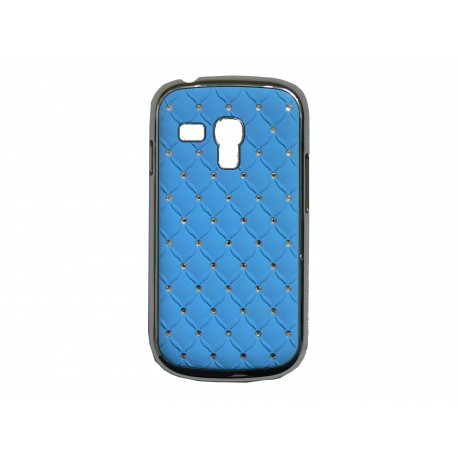 Coque pour Samsung Galaxy S3 Mini/ I8190 bleue strass + film protection écran offert