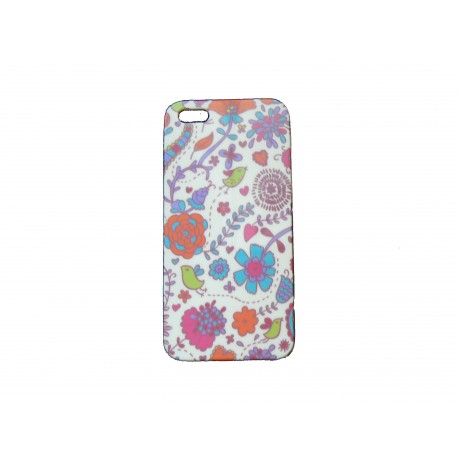 Coque pour Iphone 5 fleurs bleues oiseaux verts + film protection écran offert