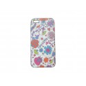 Coque pour Iphone 5 fleurs bleues oiseaux verts + film protection écran offert