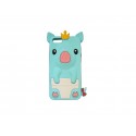 Coque pour Iphone 5 silicone cochon bleu turquoise + film protection écran offert