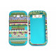 Coque pour Samsung Galaxy S3 / I9300 "Maya" bleue turquoise semi-intégrale+ film protection écran offert