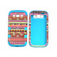 Coque pour Samsung Galaxy S3 / I9300 "Maya" rouge bleue semi-intégrale version 2+ film protection écran offert