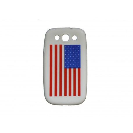 Coque pour Samsung Galaxy S3 / I9300 silicone USA/Etats-Unis blanche+ film protection écran offert