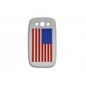 Coque pour Samsung Galaxy S3 / I9300 silicone USA/Etats-Unis blanche+ film protection écran offert