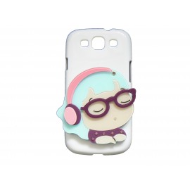 Coque pour Samsung Galaxy S3 / I9300 petite fille lunette violette miroir + film protection écran offert