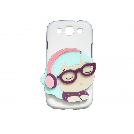 Coque pour Samsung Galaxy S3 / I9300 petite fille lunette violette miroir + film protection écran offert